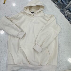 Comfrt Set Hooded Pullover Sweatshirt & Baggy Sweatpants cream EUC L large